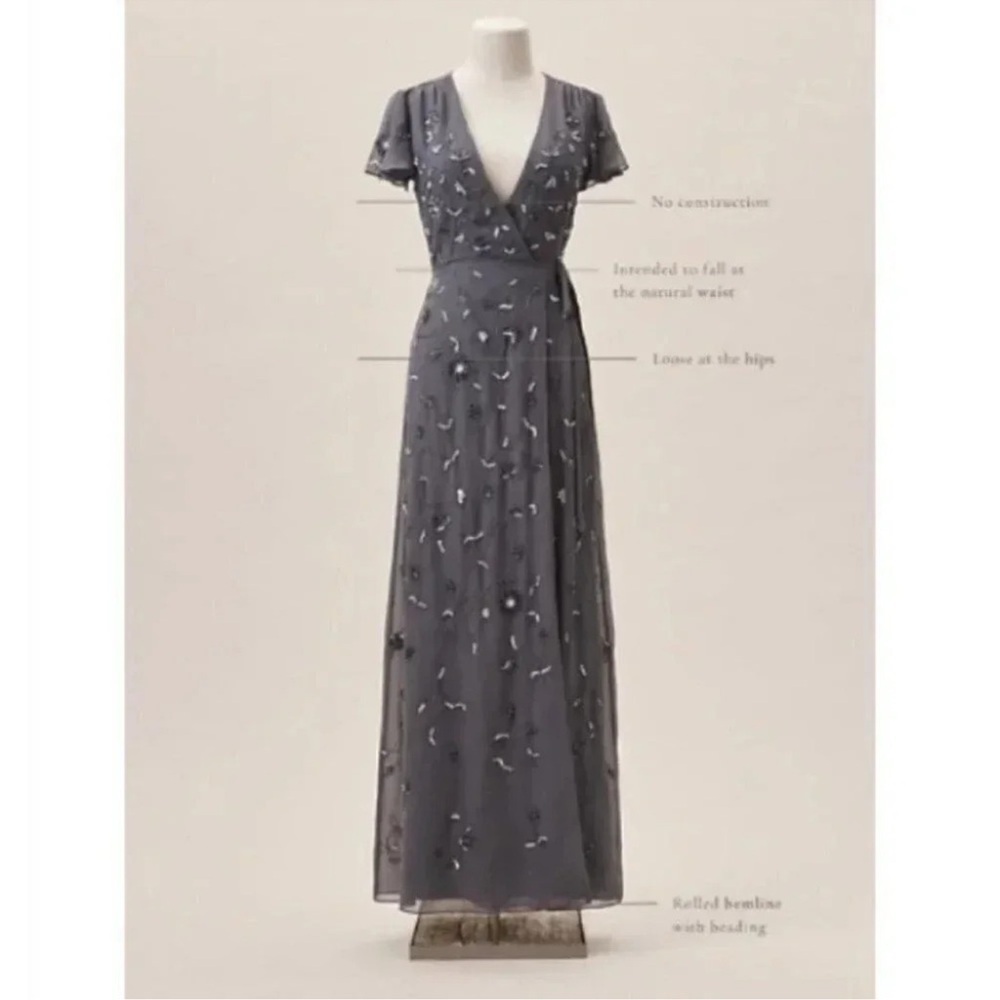 NWT Anthropologie BHLDN Plymouth Formal Beaded Maxi Wrap Dress 12 - Picture 7 of 10